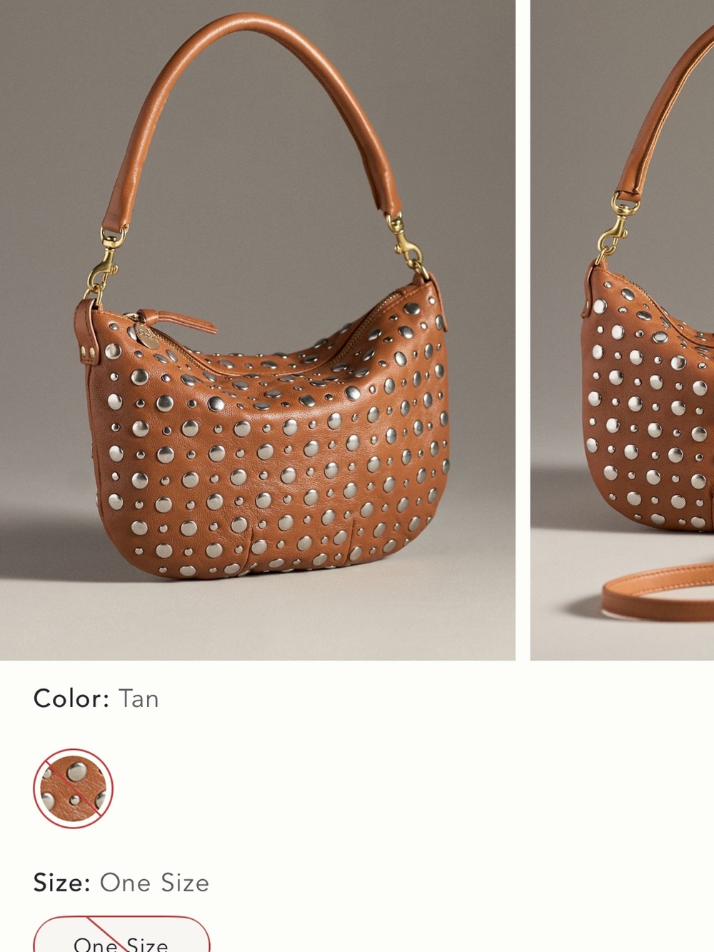 Clare V Tan Studded Crossbody Hobo